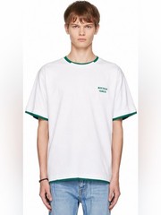 Bottega Veneta white cotton crewneck relaxed t-shirt green trim men M women L