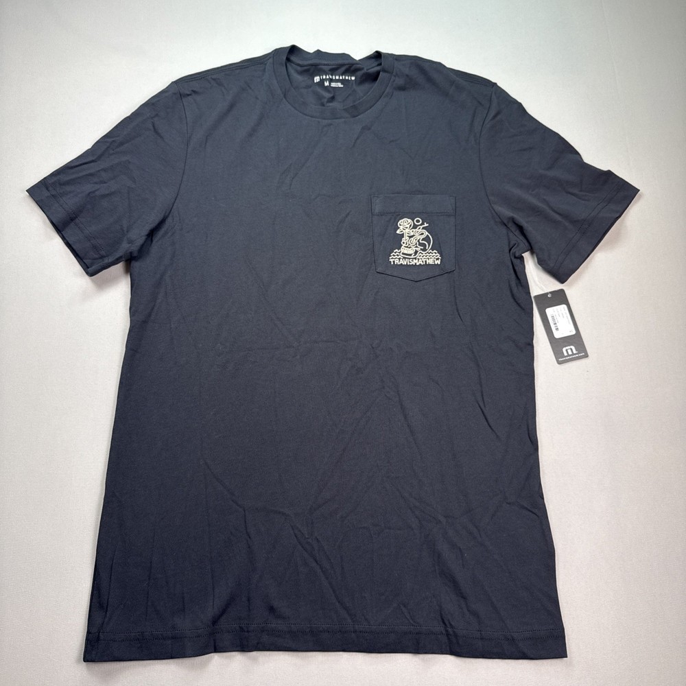 Travis Mathew Lost Cave Pocket Tee Shirt ~ Black ~ Size M ~ NWT