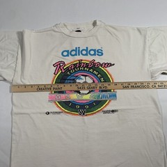 VTG 90s Adidas Hawaii Rainbow Tournament T-Shirt Mens Large 1991 AYSO Soccer