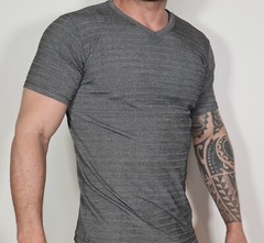 MEN’S GRAY RIBBED KNIT SHIRT SIZE L