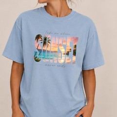 Tropical Sunset Beach Shirt Summer Vacation Coastal Graphic Tee
