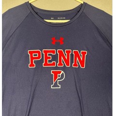 Penn Quakers Under Armour T-Shirt Mens 2XL Navy Blue The Tech Tee UPenn Crewneck