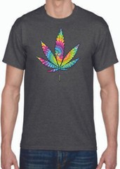 Adult DryBlend® T-Shirt – ( TIE DYED LEAF – PRIDE / WEED / 420)