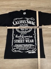 Men’s WEIVGEAR Sz L Black California Swag Whiskey Label T-Shirt made in USA