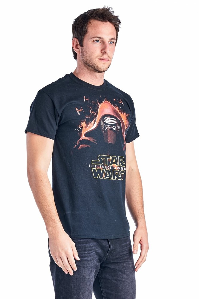 STAR WARS MENS GRAPHIC TEE 100%COTTON FORCE AWAKENS ATTACK SIZE L BLACK