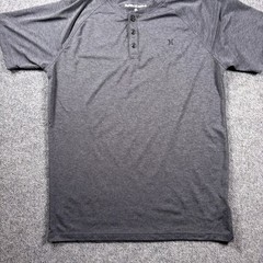 Hurley Buckle Henley Shirt Mens Medium Gray Short Sleeve Raglan