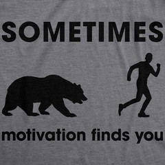 Mens Sometimes Motivation Finds You T shirt Funny Camping Dad Bear Sarcasm Tee