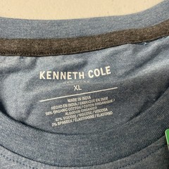 KENNETH COLE Men’s Organic Cotton Blend Crewneck T-Shirt XL BLUE Comfort Stretch