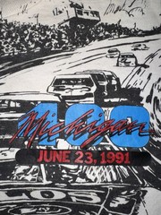 Vintage NASCAR Winston Cup 1991 Michigan Black & White All Over Print T-Shirt