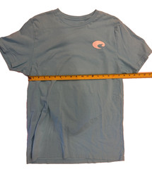 Costa Del Mar Men Large T-Shirt Teal Blue Born on the Water Graphic Tee Fishing