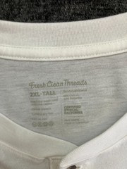 Fresh Clean Threads T-Shirt Men 2XLT White Soft Knit Cotton Casual Henley Neck