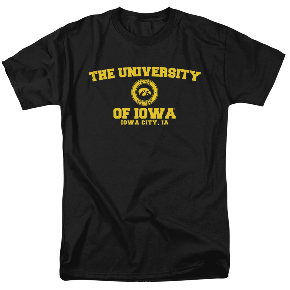 University of Iowa Adult T-Shirt Circle Logo, Black, S-5XL