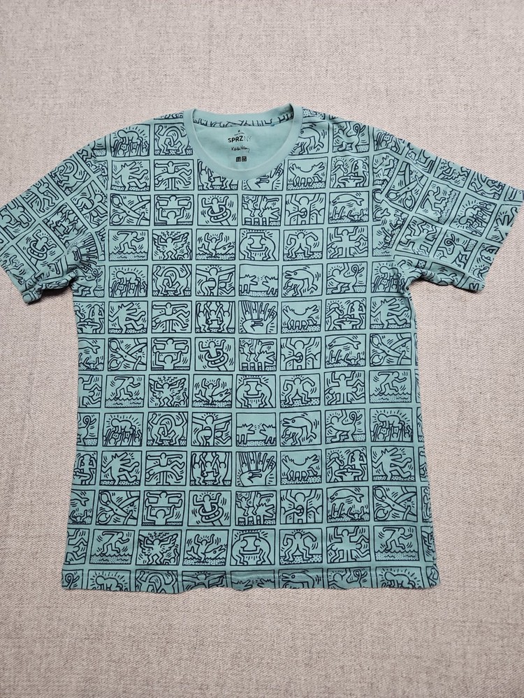 Keith Haring SPRZNY MOMA Graphic T-Shirt Medium Grn / Blu Short Sleeve Pop Art