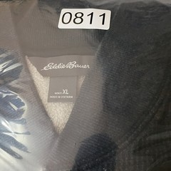 Eddie Bauer Mens XL Charcoal Gray Fleece Lined Waffle Knit Henley Shirt