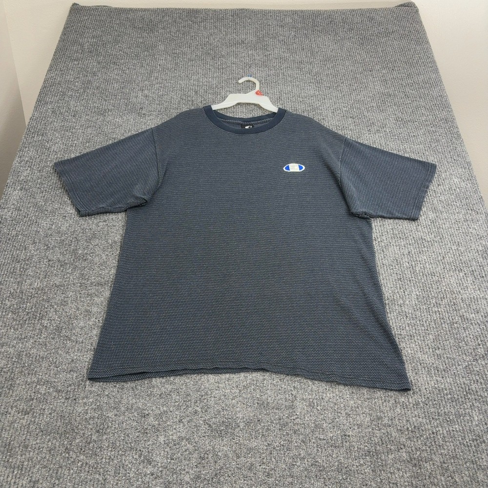 Vintage Starter T Shirt Mens XL Blue Textured Knit Embroidered Logo Sportswear