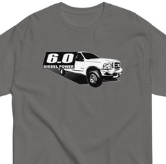 6.0 Powerstroke T-Shirt, Mens Power Stroke Diesel Truck Shirt With F250 Pickup