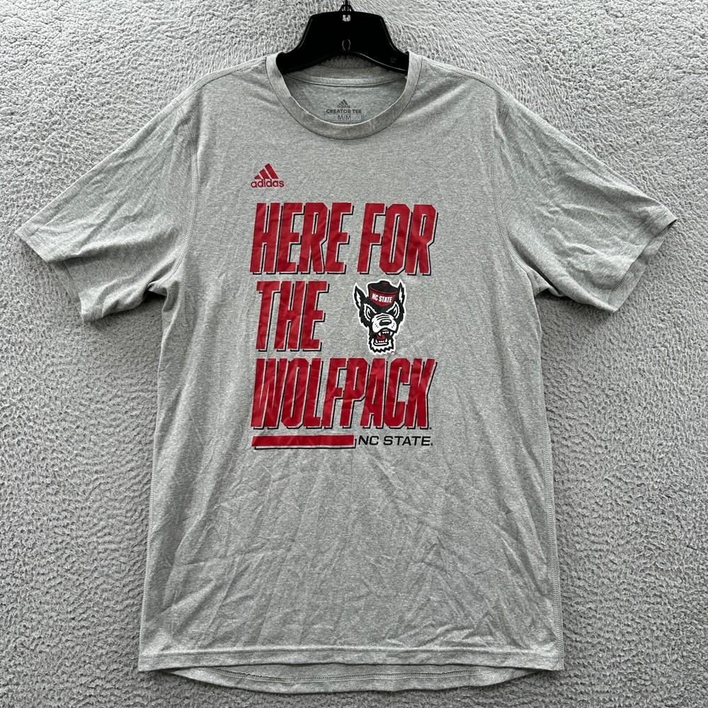 NC STATE T Shirt Mens Medium Short Sleeve Gray Adidas Creator Tee