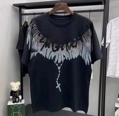 New Men Luxury Diamond Wings Rhinestones Fashion T-Shirt High Quality