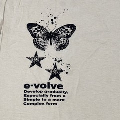 RETROFIT Graphic T Shirt Butterfly Skull Moth EVOLVE Print Cream Mens Medium