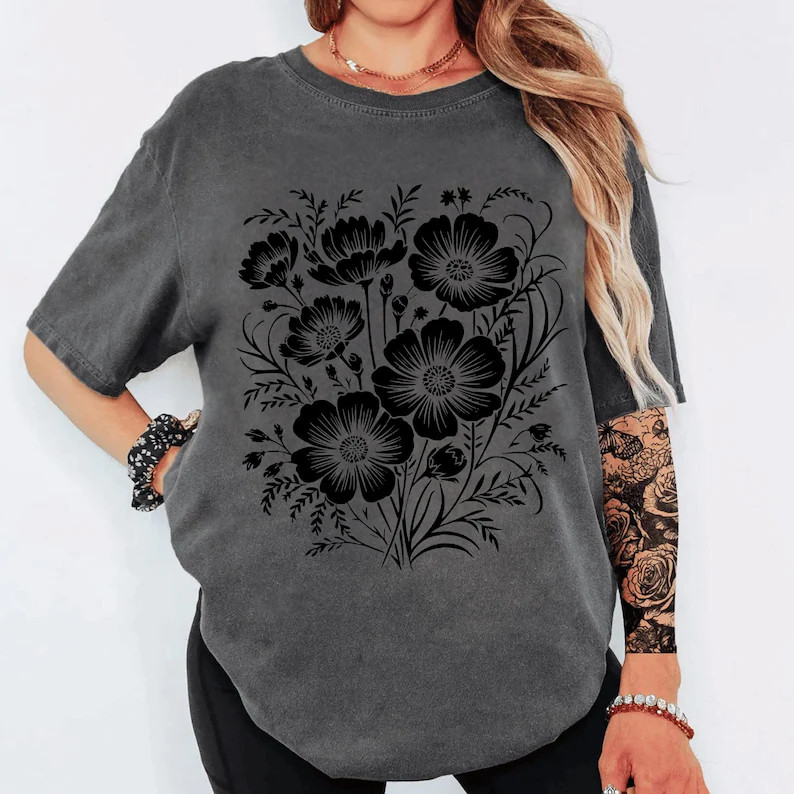 Vintage Pressed Flowers Comfort Tee