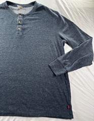 LEVI’S Strauss Henley Mens Sz XXL L/S Shirt Top Blue Thermal