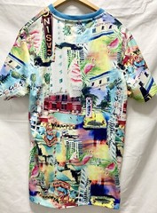 Surf Society Drill Cloth. Teal Blue Crew Neck Miami Retro Flamingo Men’s Size(L)