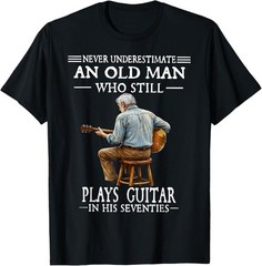 Never Underestimate An Old Man Who Plays Guitar Seventies T-Shirt