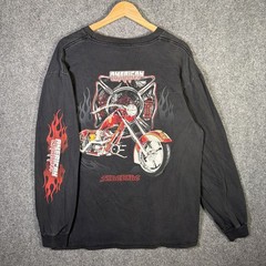 Vintage American Choppers Shirt Mens XL Black 90s Flames Chrome West Coast Biker
