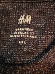 H&M Waffled Long Sleeve Top In Black Marl Size L