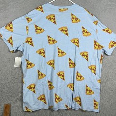 NEW Disney T-Shirt Mens 4XL Blue Mickey Mouse Pizza Slice All Over Print Tee