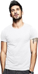 Men’s Elastic Slim Fit Crew-Neck T-Shirt Casual Solid Short Sleeve Tee White M