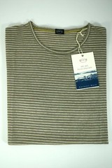 FLY3 Men’s SPORTY Short Sleeve LINEN COTTON Stripes GREY BEIGE T-SHIRT S/S 2019