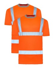 Mens Hi Vis Workwear T-Shirt High Visibility Tee Reflective Safety Security Top