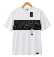 GUESS Men’s White Mesh Logo Graphic T-Shirt Size S Crew Neck Short Sleeve NWT