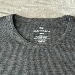 Mack Weldon Thermal Waffle-Knit Shirt Mens Large Gray Stretch Long Sleeve Wool