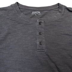 Vince Slub Cotton Henley XL Mens L/S Crew Neck Solid Taupe Minimalist Normcore