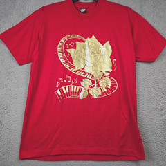 VTG SCREEN STARS BEST Mens EXTRA LARGE XL Air Waves 1989 Red Shirt Rose Music