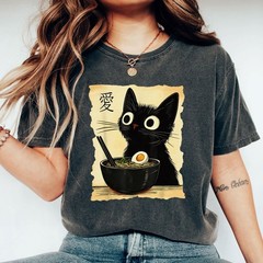 Cat Ramen T-Shirt Funny Japanese Kawaii Anime Cat Graphic Tee