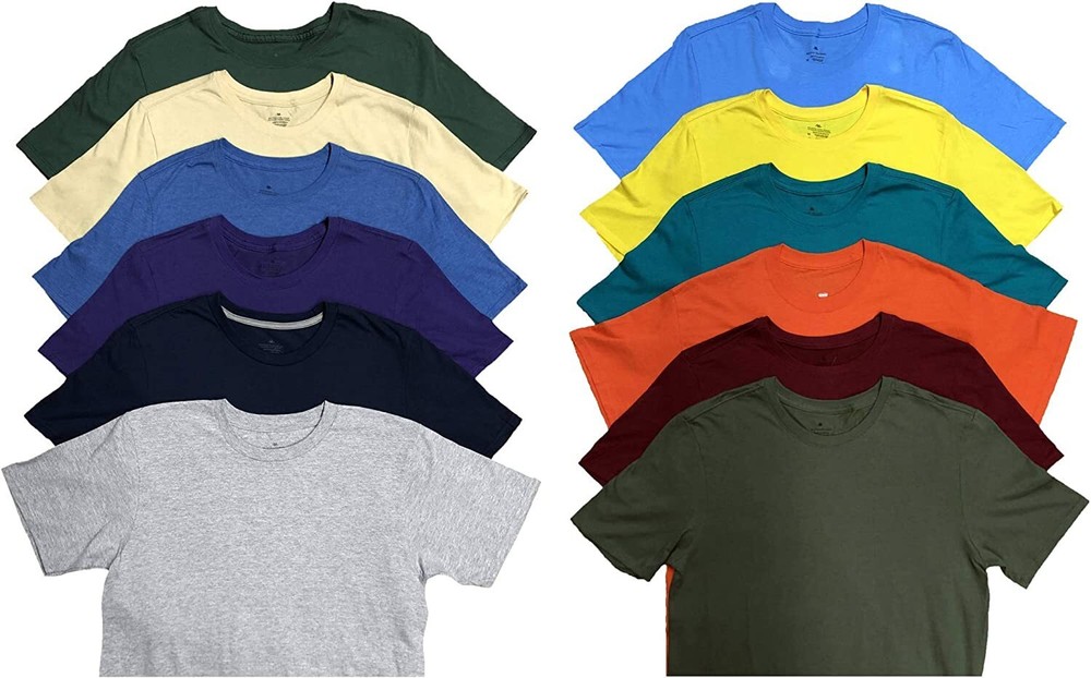 SOCKS’NBULK Mens Cotton Crew Neck Short Sleeve T-Shirts Mix Colors (12 Pack Mix)