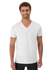 Men’s V-Neck Cotton Undershirt 10-Pack Moisture Wicking White Tee Value Pack