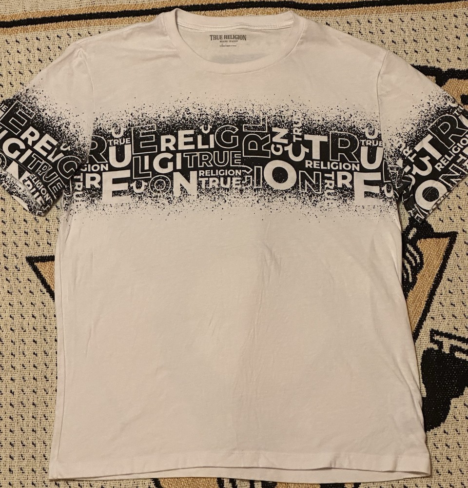 TRUE RELIGION White Shirt W/ Front To Back Print Sz.XL