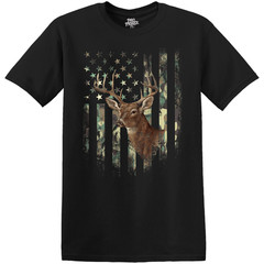 Camo Deer American Flag T-Shirt – Choose Your Color & Size