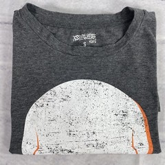 Mission Ridge Mens Skull Graphic T-Shirt Size S Gray Cotton Poly Blend Heathered
