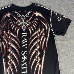 Raw State Shirt Knit Double Sided Size XL Cross Grunge Cyber Graphic Print Y2K