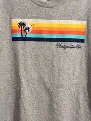 Margaritaville Shirt Teens XL Gray Palm Stripe Graphic Beach Tee Tropical Sunset