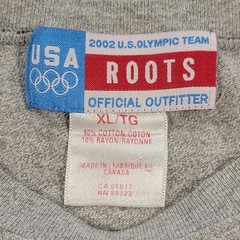 Vintage Roots USA Olympic Team 2002 T Shirt Gray Logo Graphic Cut Sleeve Mens XL