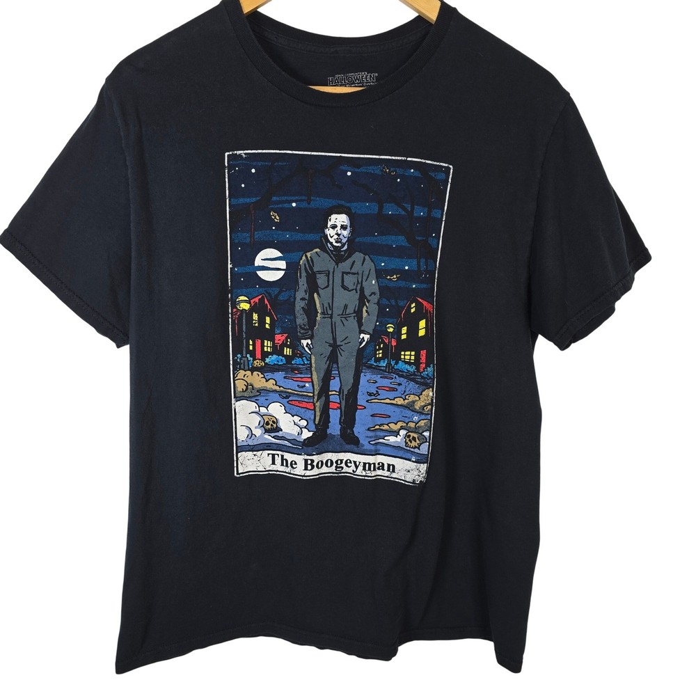 John Carpenter Halloween Michael Myers The Boogeyman Tarot Card Black T-Shirt L