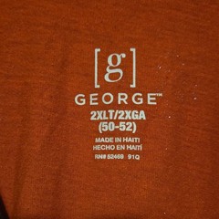 George Men’s Big & Tall 2XLT Orange/Grey Colorblock Crew Neck Long Sleeve Tee