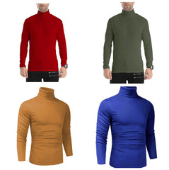 Men Lightweight Long Sleeve Knitted Pullover Tops Turtleneck base layer T-Shirts