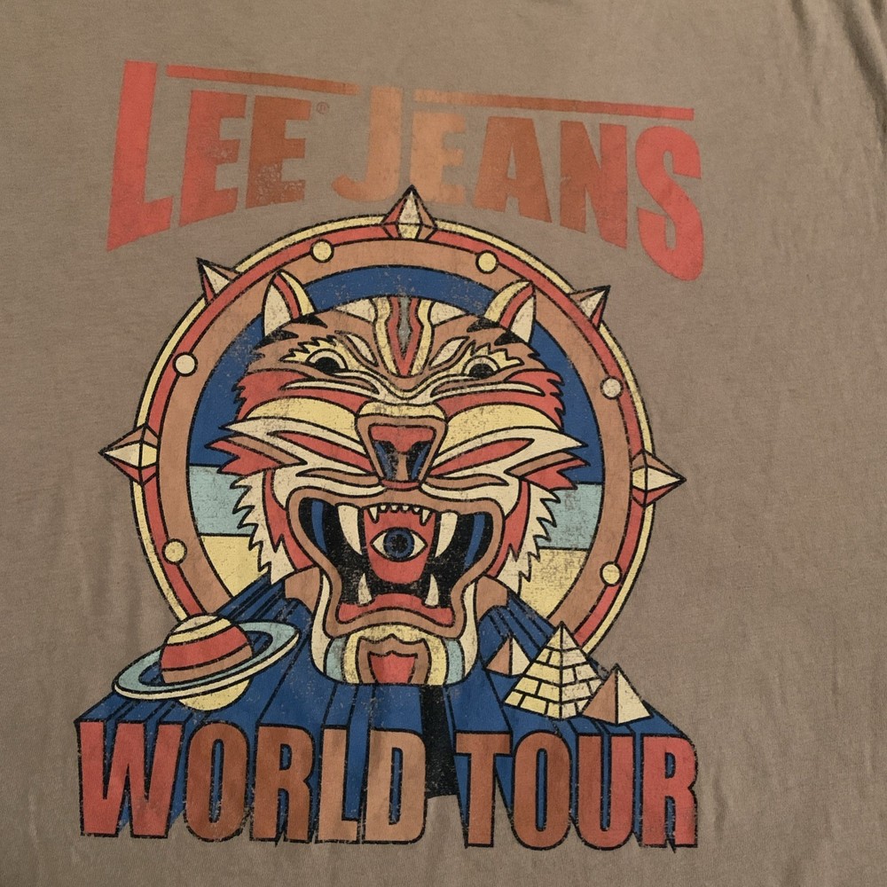 LEE JEANS WORLD TOUR Short Sleeve T-Shirt Vintage Design 100% Cotton Size L